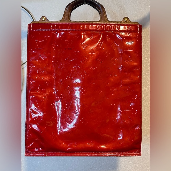 Vintage LOUIS VUITTON Vernis Leather Stanton Tote Bag Rouge - Picture 3 of 14